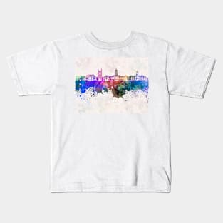 Columbia MO skyline in watercolor background Kids T-Shirt